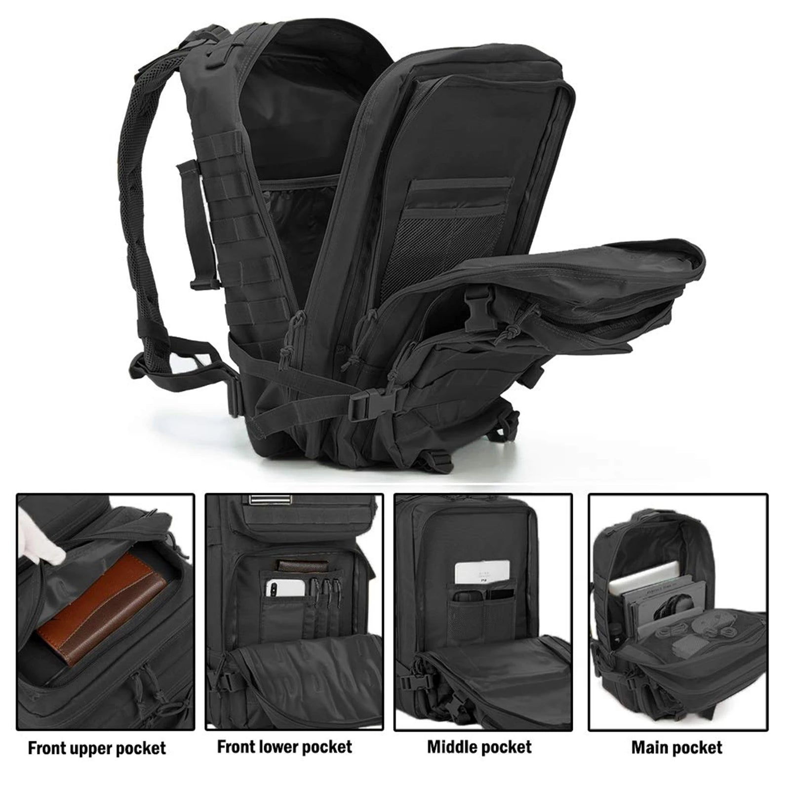 Sac à Dos Tactique Molle Camping Homme Grande Capacité Format Mission