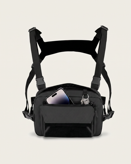 Sac Poitrine Randonnée Agile noir - avec téléphone et clés