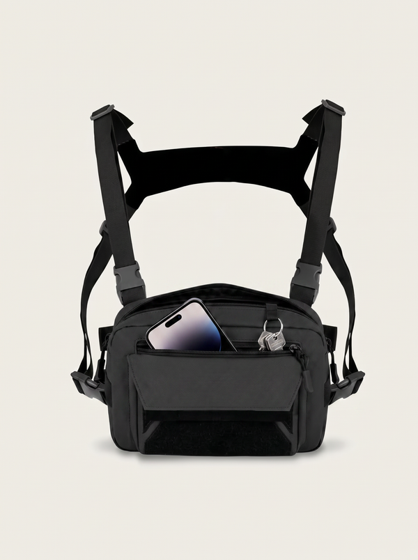 Sac Poitrine Randonnée Agile noir - avec téléphone et clés
