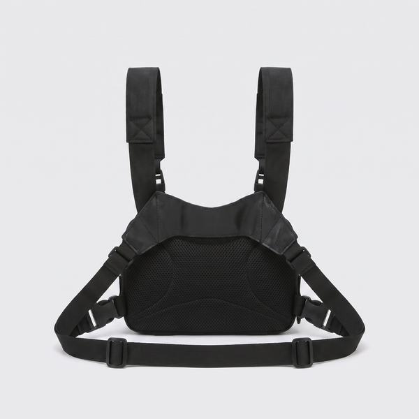 Sac Poitrine Randonnée Chasse Noir - vue de dos
