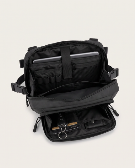 Sac Poitrine Randonnée Agile noir - vue ouverte compartiments