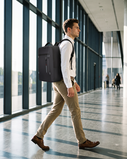 Sac à Dos Voyage Pro Noir - mannequin homme couloir moderne