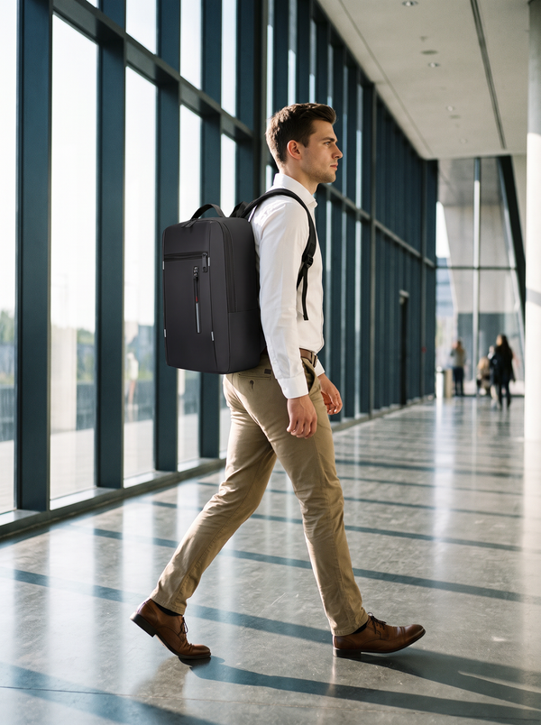 Sac à Dos Voyage Pro Noir - mannequin homme couloir moderne