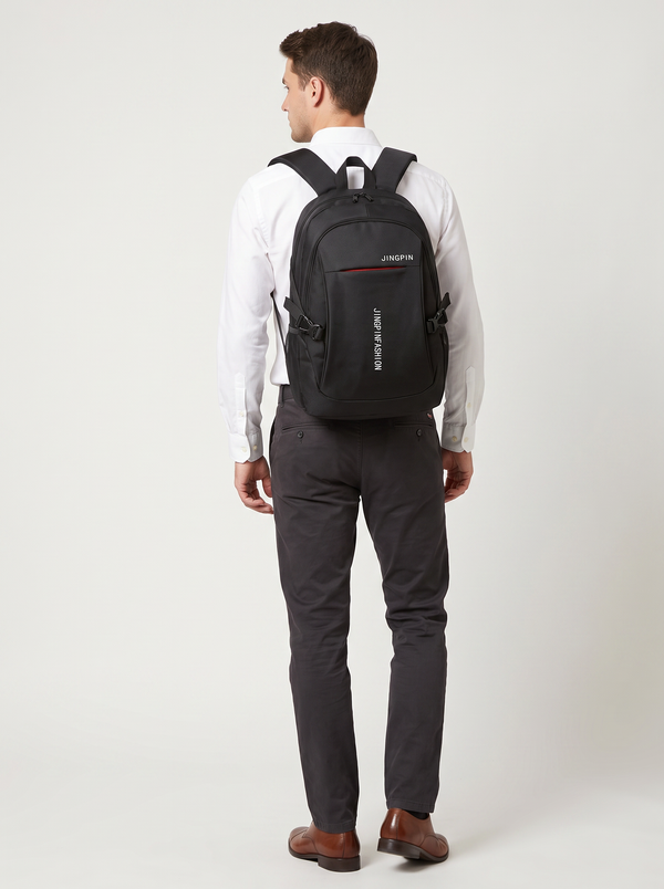 Sac à Dos Voyage Oxford noir - mannequin homme studio dos