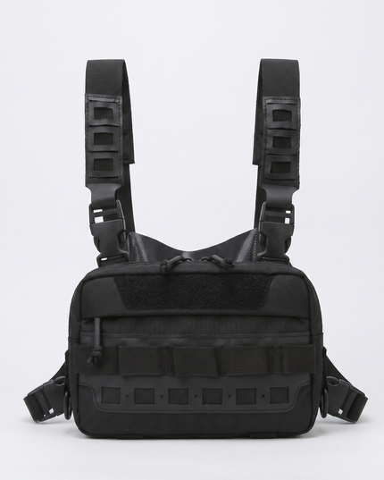 Sac Poitrine Randonnée Chasse Noir - vue de face