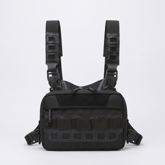 Sac Poitrine Randonnée Chasse Noir - vue de face