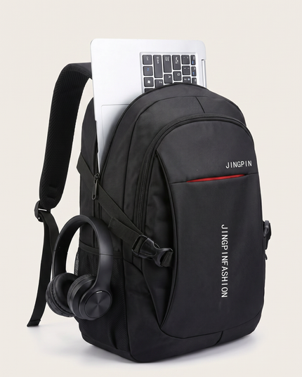 Sac à Dos Voyage Oxford noir - avec laptop et écouteurs