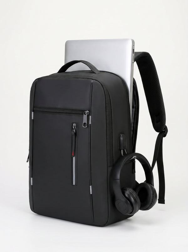 Sac à Dos Voyage Pro Noir - avec laptop et écouteurs